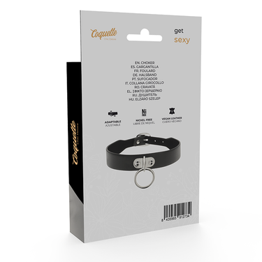 Collana fetish vegana regolabile in pelle senza nickel di Coquette